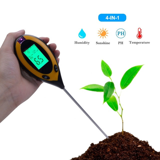 4-in-1 Digital LCD Plant Soil Moisture & pH Monitor